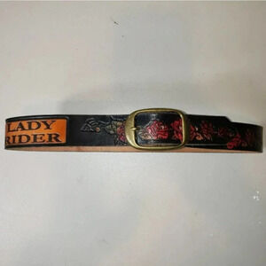 Vintage and Lady Rider W34 Red roses‎ leather biker belt